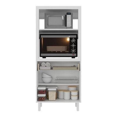 Balcão Multiuso 67,9cm 2 Portas 1 Gaveta Para Forno E Micro-ondas Multimóveis CR20344 Branco