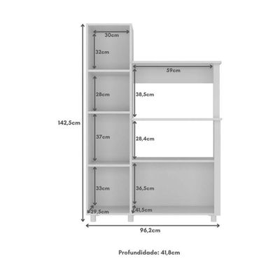 Balcão Multiuso 96,2cm Com Vidro 3 Portas Para Forno E Micro-ondas Multimóveis CR20343 Branco