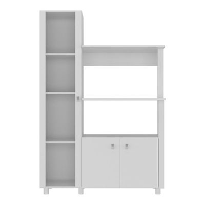 Balcão Multiuso 96,2cm Com Vidro 3 Portas Para Forno E Micro-ondas Multimóveis CR20343 Branco