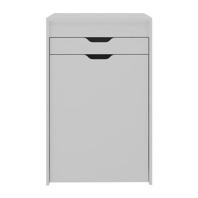 Penteadeira 54cm Com Espelho 1 Gaveta 1 Porta Basculante E Puff Multimóveis CR35251 Branco/rosa
