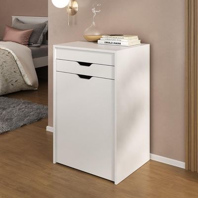 Penteadeira 54cm Com Espelho 1 Gaveta 1 Porta Basculante E Puff Multimóveis CR35251 Branco/rosa