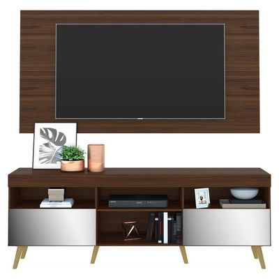 Rack Com Painel E Suporte Tv 65" Espelho Multimóveis V3142