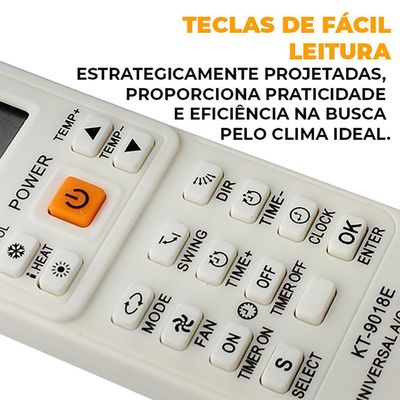 Controle Remoto Universal para Ar Condicionado KT-9018E HIATSU 6000 em 1 KT-9018E