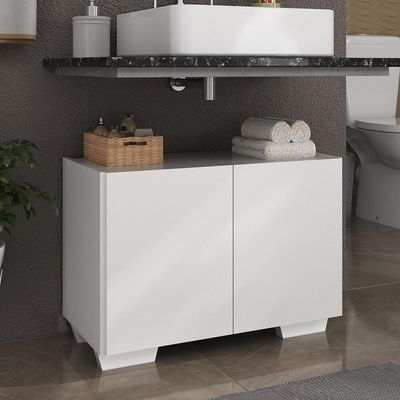 Gabinete Armário De Banheiro 62,5cm 2 Portas Com Pés Multimóveis Mp5046 Branco Branco