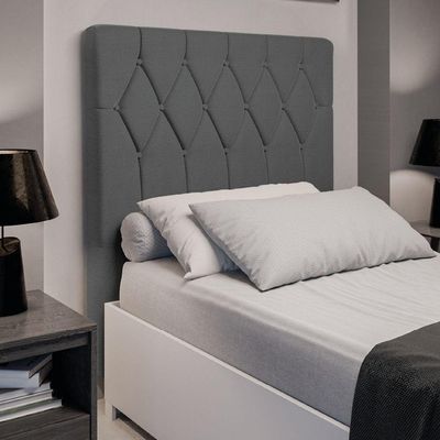 Cabeceira Estofada Para Cama Box Solteiro Miami De 0,88m Suede Dobuê Grafite