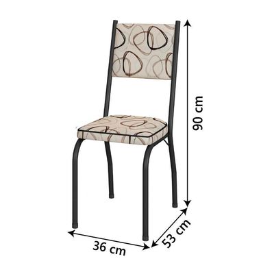 Conjunto Jantar Mesa Granito 1,40m 6 Cadeiras Preto-Cedro