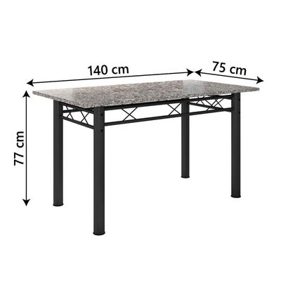 Conjunto Jantar Mesa Granito 1,40m 6 Cadeiras Preto-Cedro