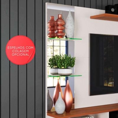 Painel Para Tv Intense Lukaliam Off White / Damasco Off White / Damasco