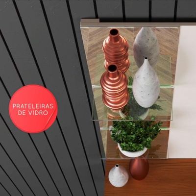 Painel Para Tv Intense Lukaliam Off White / Damasco Off White / Damasco