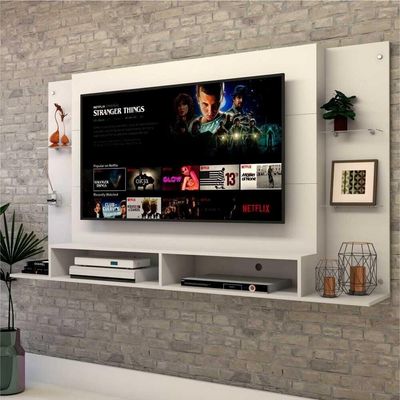 Painel Tv até 60" com Prateleiras de Vidro Braga Multimóveis
