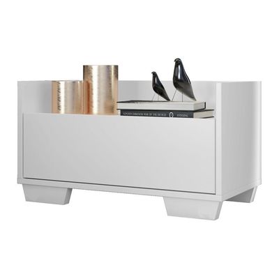 Mesa de Cabeceira 60 Cm com Pés Quadrados Multimóveis Branca