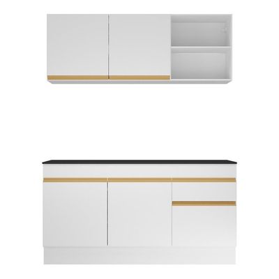 Cozinha Compacta Mp2114+Armário E Balcão Branca