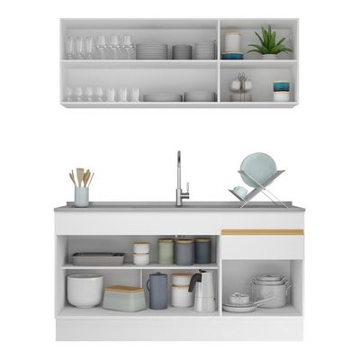 Cozinha Compacta Mp2114+Armário E Balcão Branca