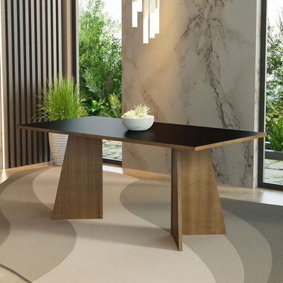Mesa Jantar Retangular Tampo Madeira Rustic-preto