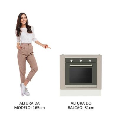 Balcão Forno Embutir 80x60cm Sem Tampo Branco/crema