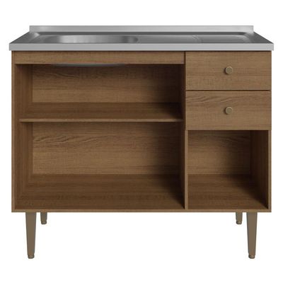 Balcão Gabinete Com Pia 3 Portas E 1 Gaveta 105cm