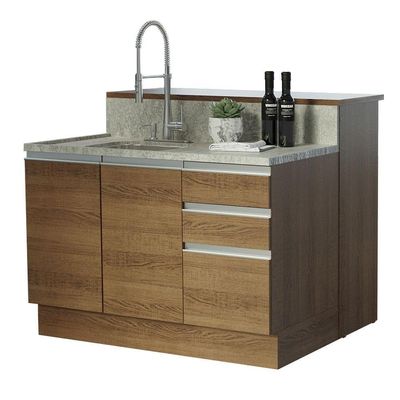 Ilha De Cozinha Com Bancada E Balcão 120 Cm Rustic