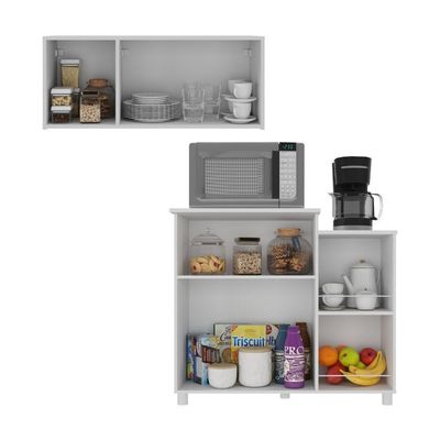 Kit Armário De Cozinha 3 Portas Com Balcão Multiuso-fruteira Multimóveis Mp2237 Branco Branco