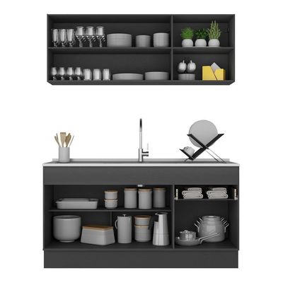 Armário De Cozinha Compacta Com Rodapé Mp2114.895 Preto