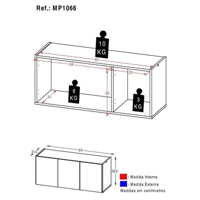 Rack Para Tv Até 32 Polegadas  Suspenso Mp1066 Branco Branco