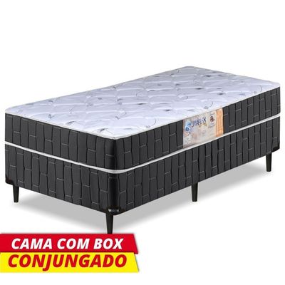 Cama Box Solteiro Conjugado Preto / Branco Floral