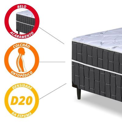 Cama Box Solteiro Conjugado Preto / Branco Floral