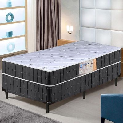 Cama Box Solteiro Conjugado Preto / Branco Floral