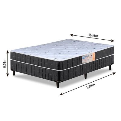 Cama Box Solteiro Conjugado Preto / Branco Floral