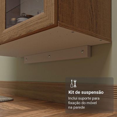 Cristaleira Suspensa 70 Cm 2 Portas De Vidro Rustic Madesa