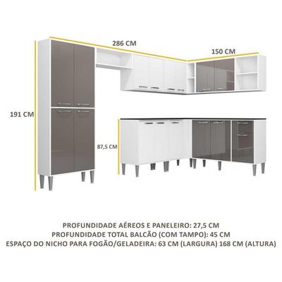 Cozinha Completa Armário e Balcão Xangai Soul Multimóveis