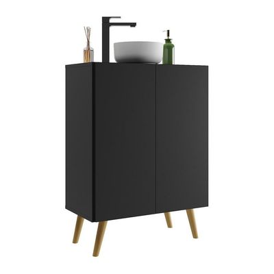 Gabinete Banheiro 2 Portas Retrô 63cm Multimóveis Preto