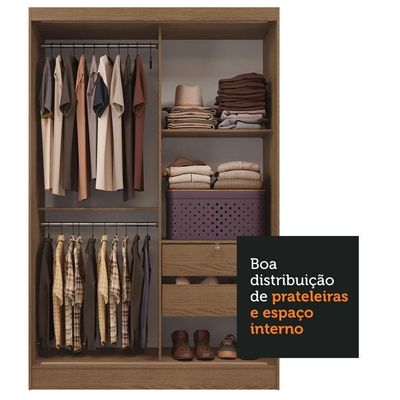 Guarda-roupa 2 Portas De Correr Rustic Max Madesa Rustic