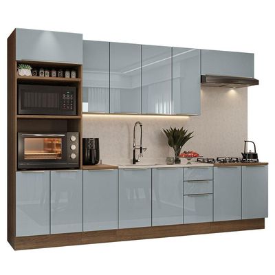 Armário  Cozinha Completa 310 cm Lux Madesa 02 Rustic/cinza