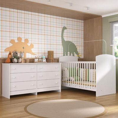 Berço Para Colchão 130 X 60cm Com Cômoda Ana Lívia Multimóveis Branco
