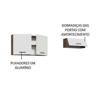 Kit 2 Armários Aéreos 3 Portas Rustic/Branco