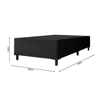 Cama Box Solteiro 0,88m  38cm De Altura Prince Preto Preto