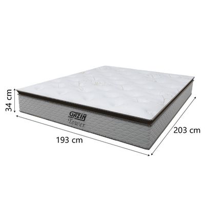Cama Box Baú King Gazin Colchão Molas Ensacadas Com Pillow Top Tower 193x203x75cm Branco-marrom