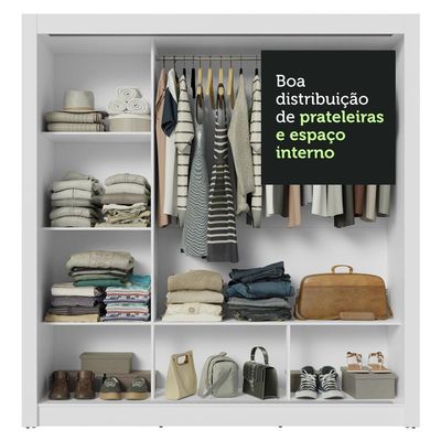 Guarda-roupa Casal 3 Portas Correr Espelhos Branco/preto
