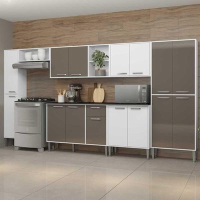 Cozinha Compacta Multimóveis Xangai Fg3282 Branca/lacca Fumê