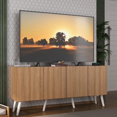 Rack Retrô Para Tv Até 50 Polegadas Com Mp1071 Rustic branco