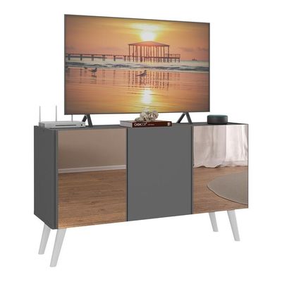 Rack Tv Até 32 Polegadas Retrô Com Espelhos Mp1078 Grafite branco