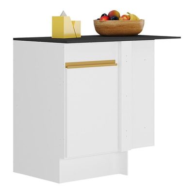 Balcão Cozinha Com Rodapé De Canto 1 Porta Gw Mp2120 Branco