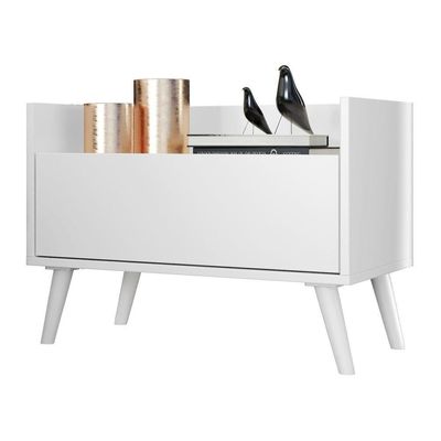 Mesa de Cabeceira 60 Cm com Pés Retrô Multimóveis Branca