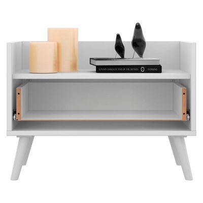 Mesa de Cabeceira 60 Cm com Pés Retrô Multimóveis Branca
