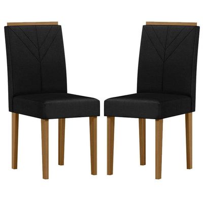 Cadeira Para Mesa De Jantar Amanda Kit 2 Peças Ype Veludo Preto - New Ceval