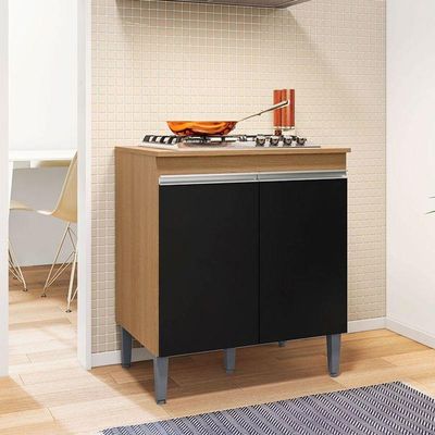 Balcão Para Cooktop Andréia Amendoa Preto - Ajl