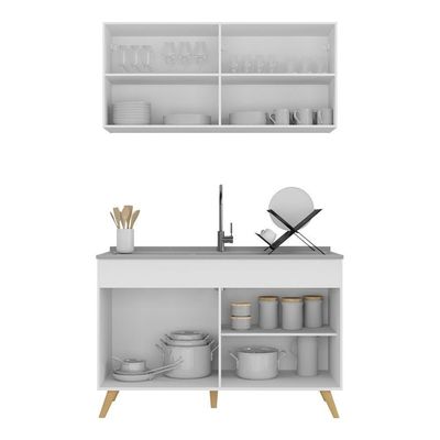 Cozinha Compacta 2 Peças Com Armário E Balcão Branca