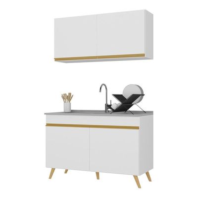 Cozinha Compacta 2 Peças Com Armário E Balcão Branca