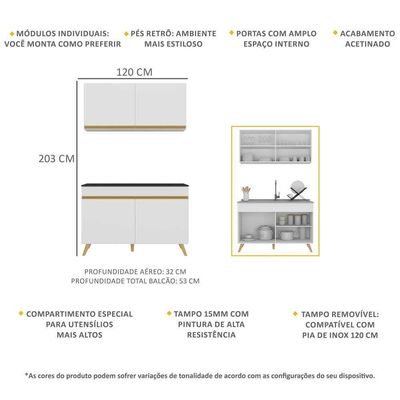 Cozinha Compacta 2 Peças Com Armário E Balcão Branca