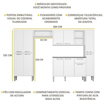 Cozinha Completa Armário e Balcão Xangai Classic Multimóveis